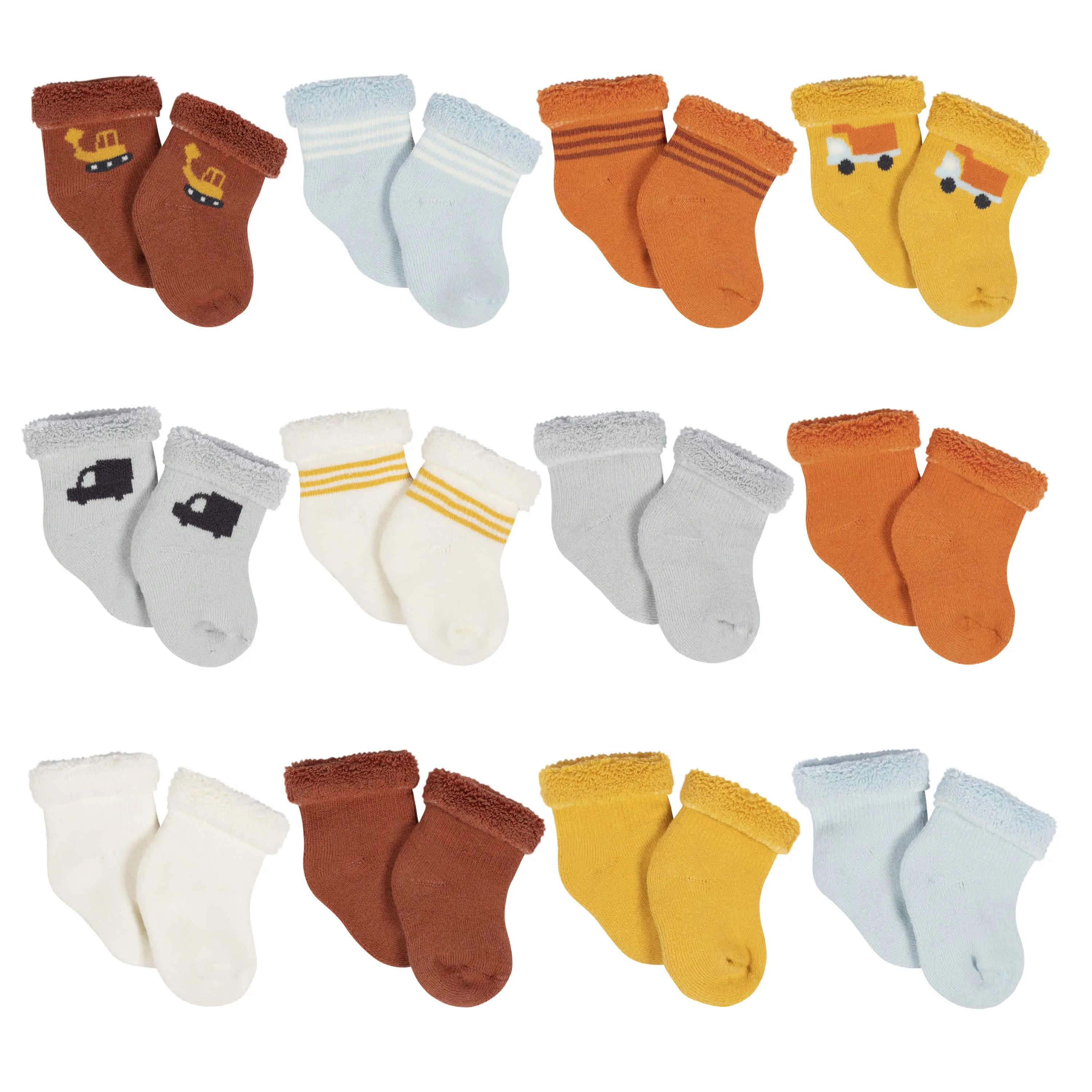 12-Pack Baby Boys Transportation Zone Terry Wiggle Proof® Socks