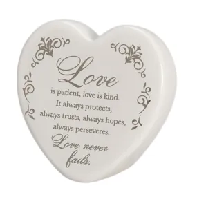 3.75" Love is Patience Never Fails Anniversary Heart Ceramic Figurine