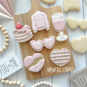 6 B's Creations: Teaching Partners Class - Galentine's Day Brunch - Set of 5 Cookie Cutters - Online Class not Included