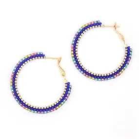 Beaded Hoops Earrings Kit Cobalt and Gold