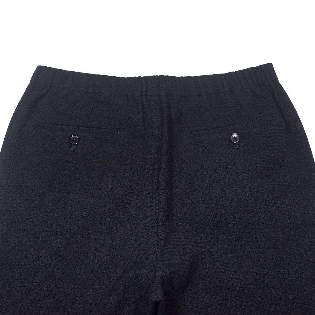 Drawstring easy pants in navy wool linen mix