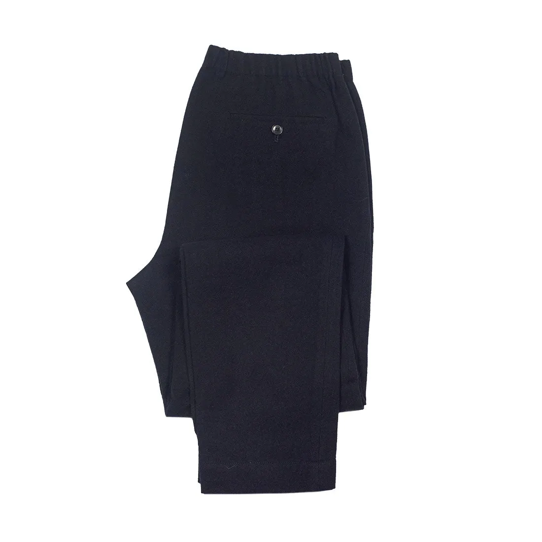 Drawstring easy pants in navy wool linen mix