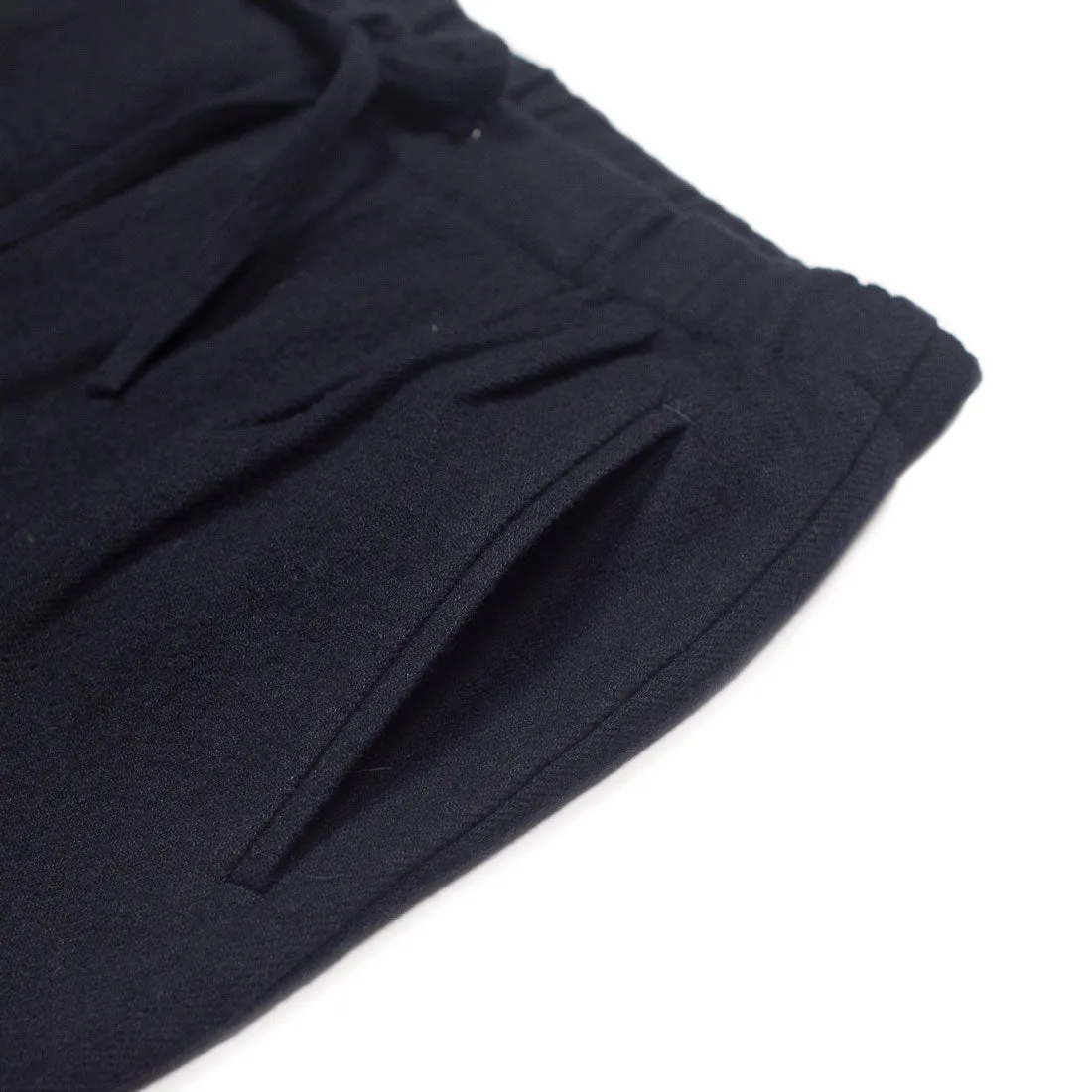 Drawstring easy pants in navy wool linen mix