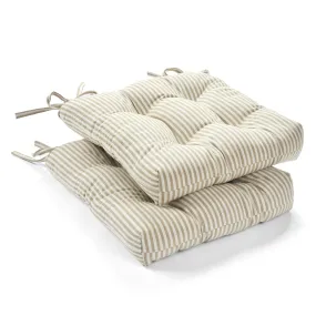 Farmhouse Ticking Stripe Yarn Dyed Chair Pad 2-Pack Set