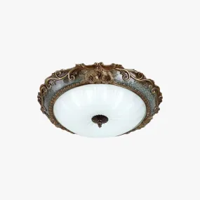 Flush Mount Ceiling Light, Brass/Resin