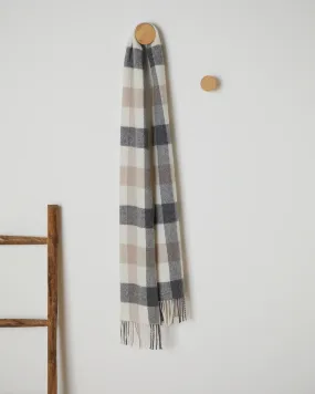 Foxford Neutral Block Check Lambswool Scarf