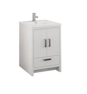 Fresca Imperia 24 Glossy White Free Standing Modern Bathroom Cabinet w/ Integrated Sink | FCB9424WH-I