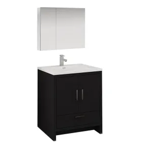 Fresca Imperia 30 Dark Gray Oak Bath Bowl Vessel Vanity Set w/ Cabinet/Faucet