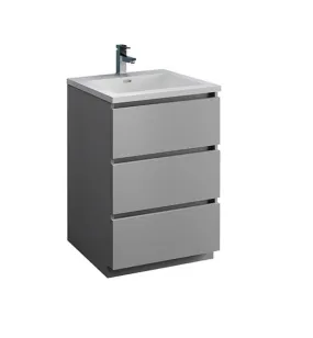 Fresca Lazzaro 24 Gray Free Standing Modern Bathroom Cabinet w/ Integrated Sink | FCB9324GR-I