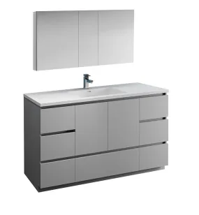 Fresca Lazzaro 60 Gray Single Sink Bath Bowl Vanity Set w/ Cabinet & Faucet