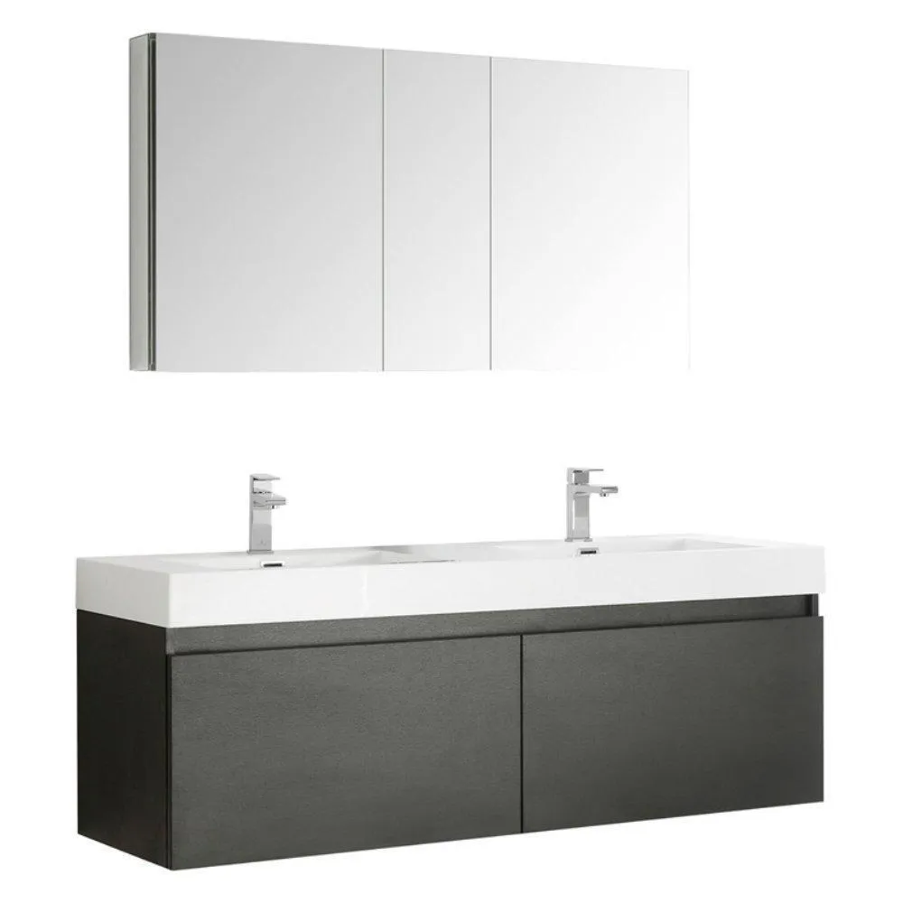 Fresca Mezzo 60 Wall Hung Double Sink Vanity