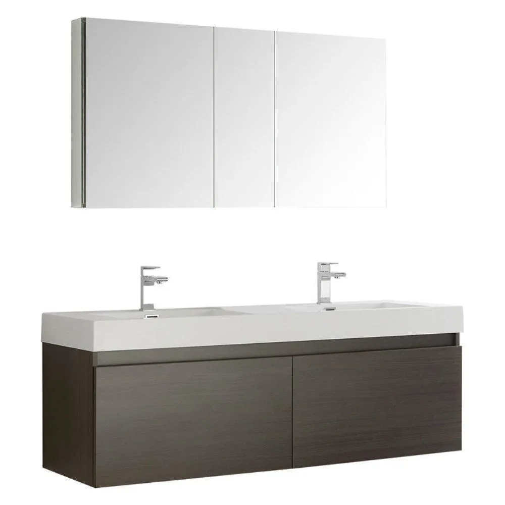 Fresca Mezzo 60 Wall Hung Double Sink Vanity