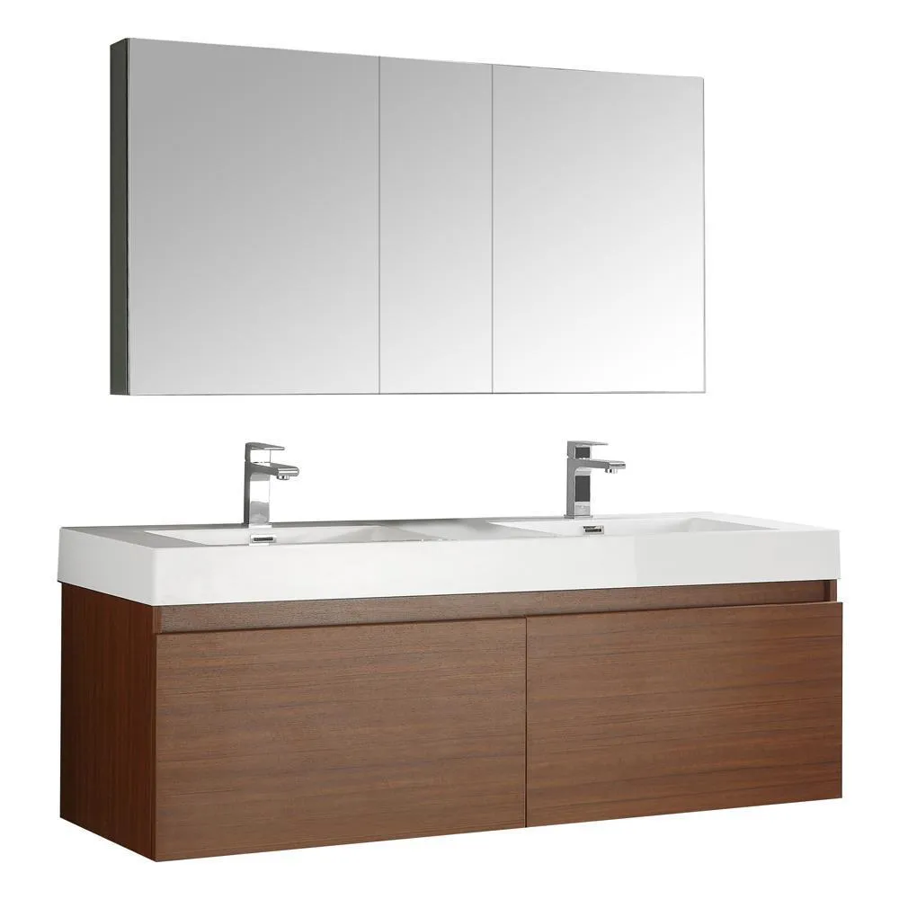 Fresca Mezzo 60 Wall Hung Double Sink Vanity