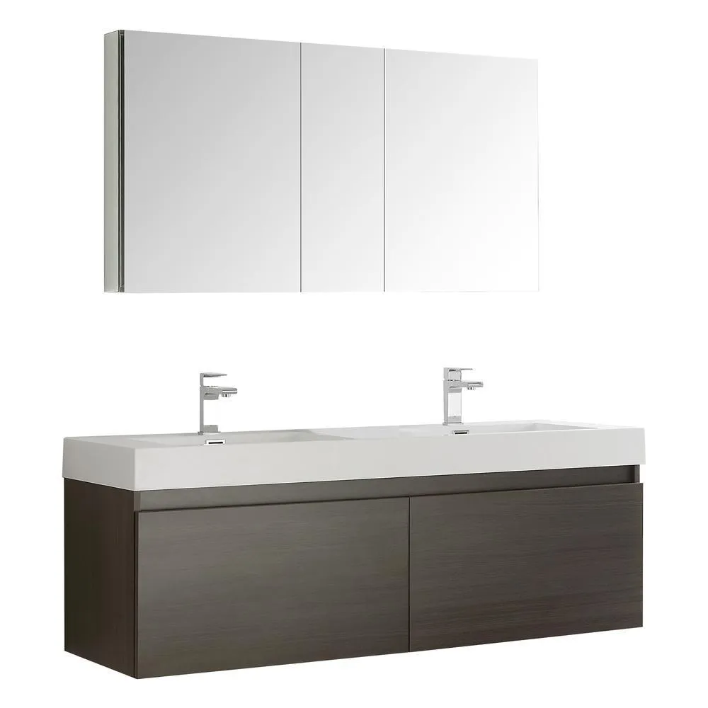 Fresca Mezzo 60 Wall Hung Double Sink Vanity