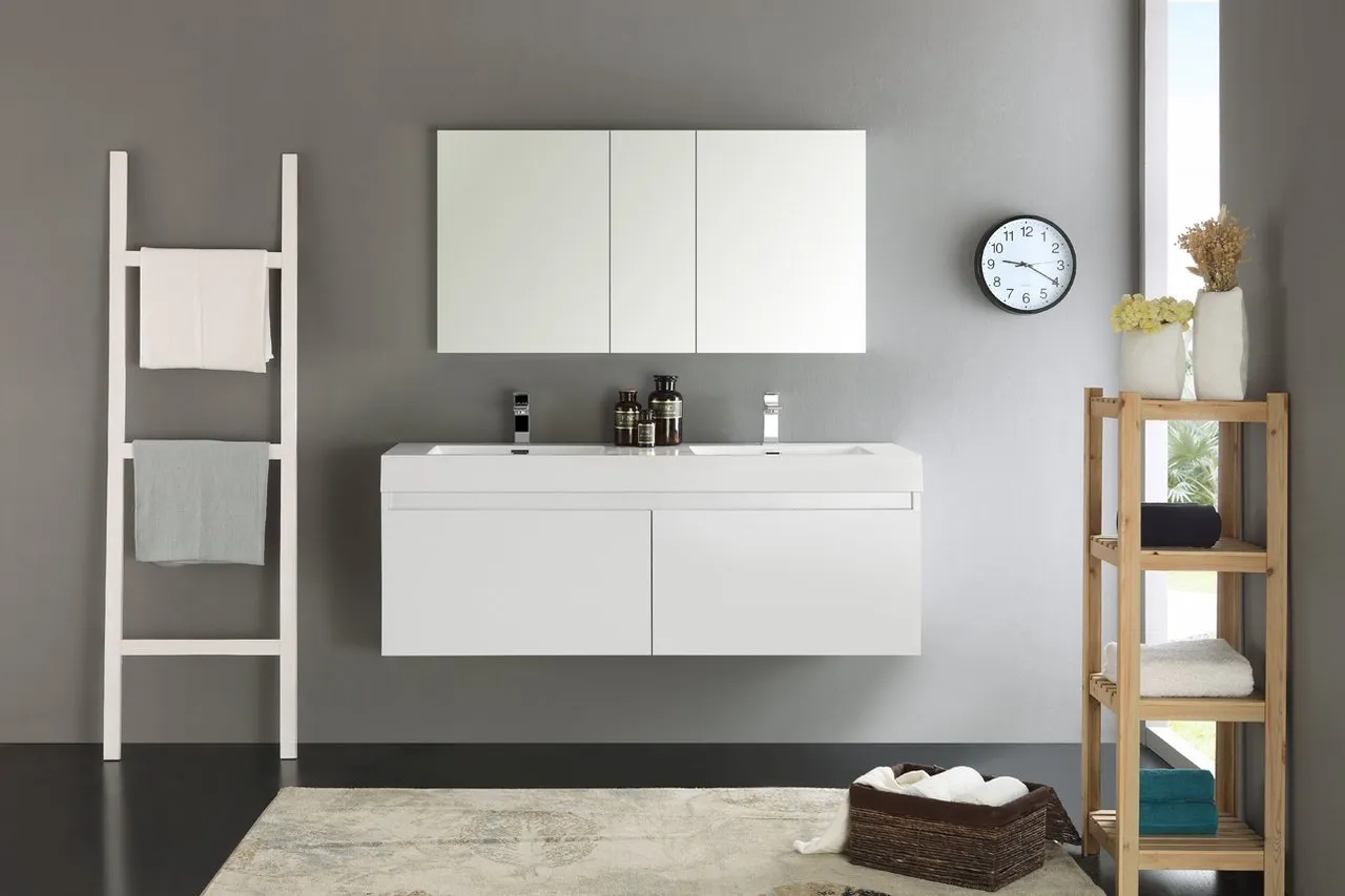 Fresca Mezzo 60 Wall Hung Double Sink Vanity