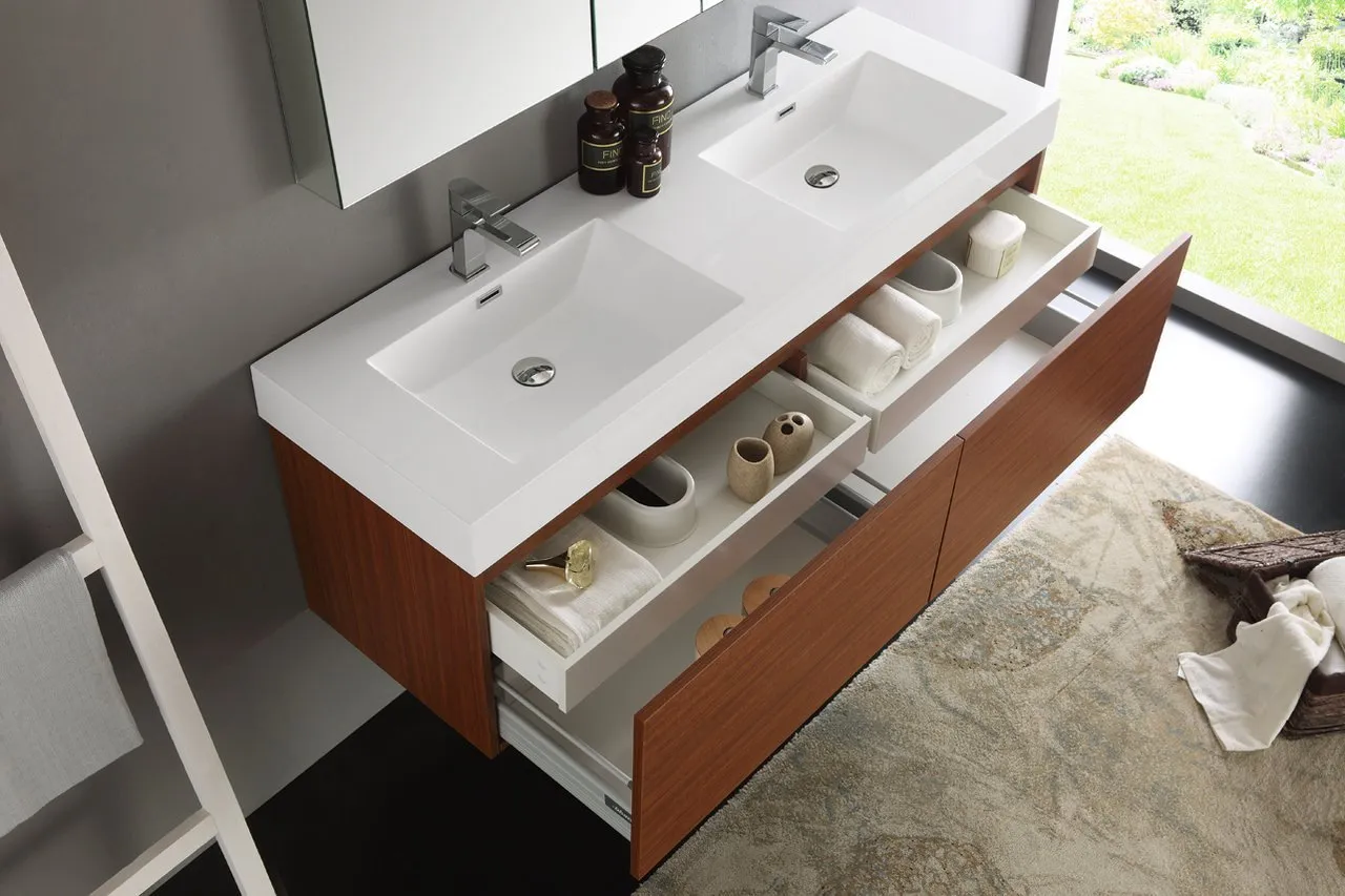 Fresca Mezzo 60 Wall Hung Double Sink Vanity