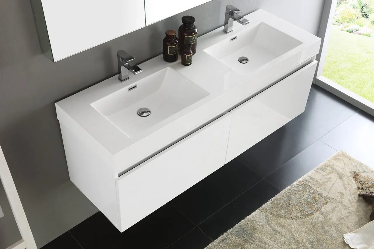 Fresca Mezzo 60 Wall Hung Double Sink Vanity