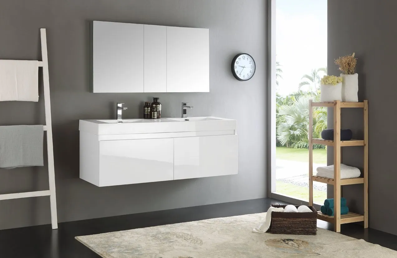 Fresca Mezzo 60 Wall Hung Double Sink Vanity