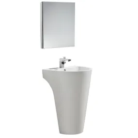 Fresca Parma 24 White Pedestal Sink w/ Medicine Cabinet