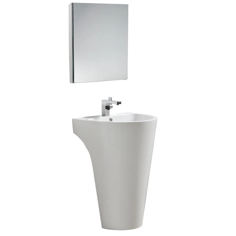 Fresca Parma 24 White Pedestal Sink w/ Medicine Cabinet