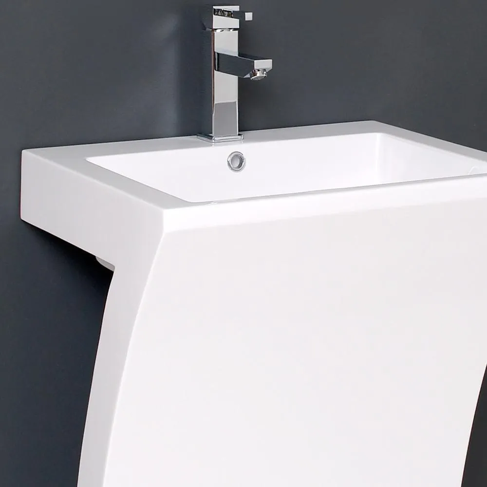 Fresca Quadro 23 White Pedestal Sink w/ Medicine Cabinet