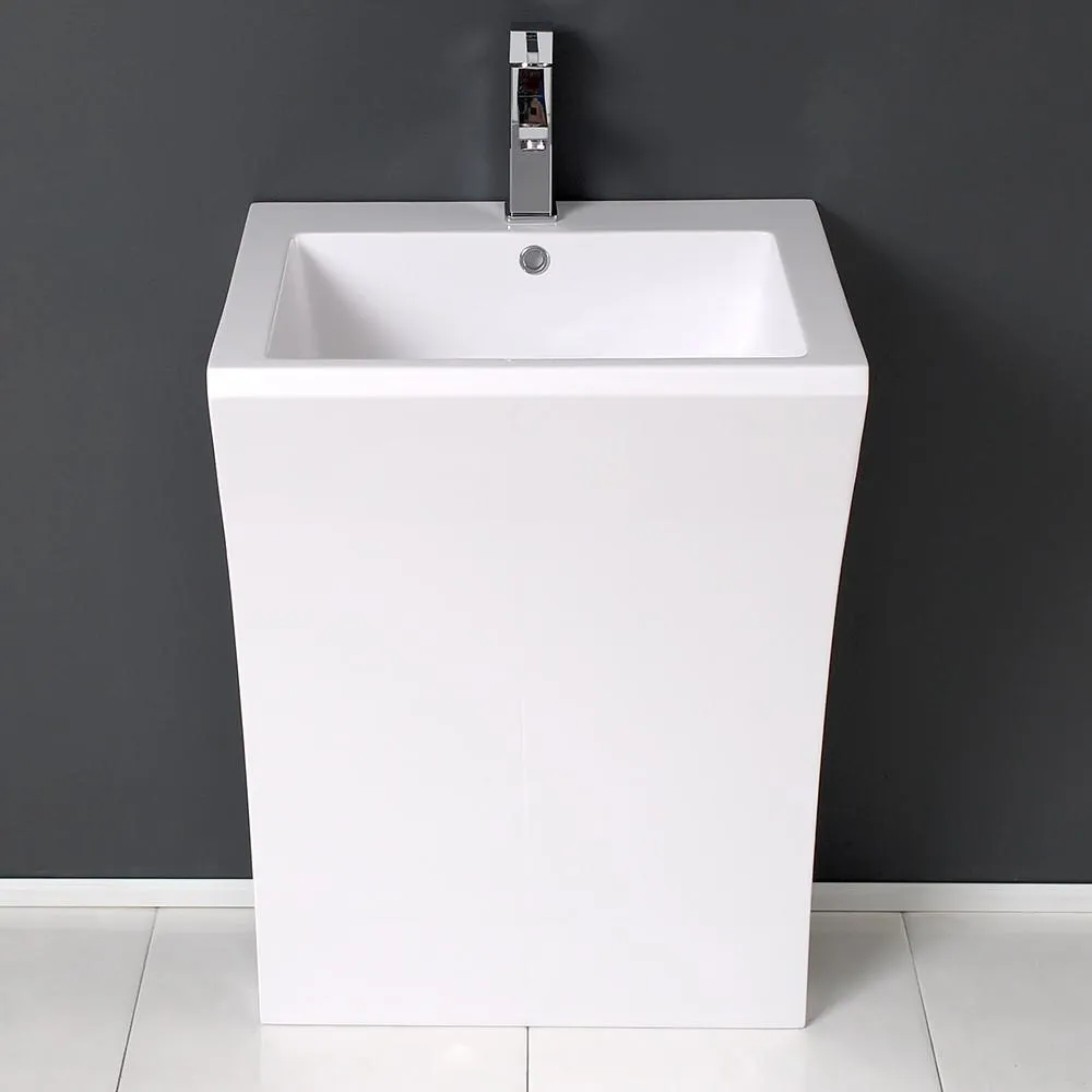 Fresca Quadro 23 White Pedestal Sink w/ Medicine Cabinet