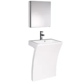 Fresca Quadro 23 White Pedestal Sink w/ Medicine Cabinet