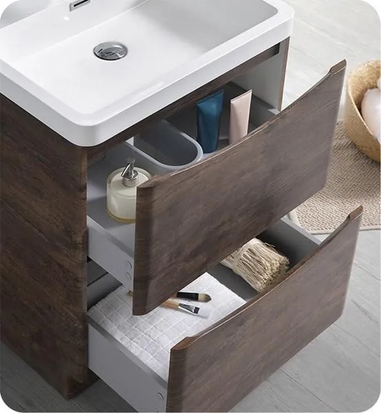 Fresca Tuscany 24 Rosewood Free Standing Modern Bathroom Cabinet w/ Integrated Sink | FCB9124RW-I