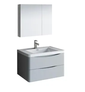 Fresca Tuscany 32 Gray Bath Bowl Vessel Drain Vanity Set w/ Cabinet & Faucet