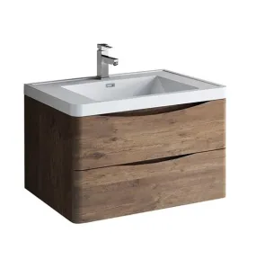 Fresca Tuscany 32 Rosewood Wall Hung Modern Bathroom Cabinet w/ Integrated Sink | FCB9032RW-I