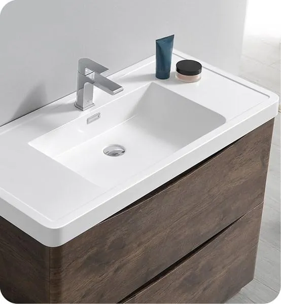 Fresca Tuscany 48 Rosewood Free Standing Modern Bathroom Cabinet w/ Integrated Sink | FCB9148RW-I