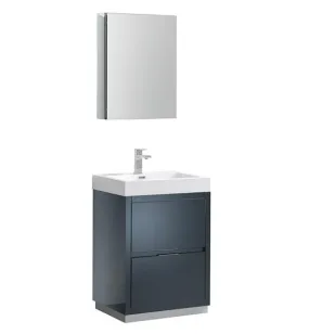 Fresca Valencia 24 Dark Slate Gray Free Standing Modern Bathroom Vanity w/ Medicine Cabinet | FVN8424GG