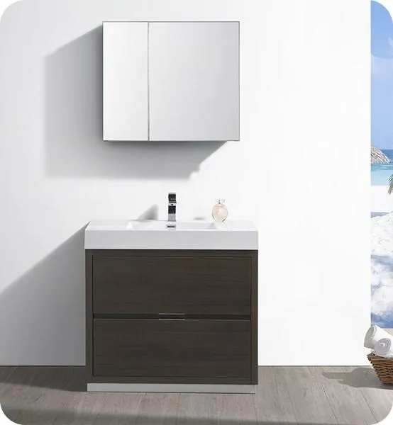 Fresca Valencia 36 Gray Oak Free Standing Modern Bathroom Vanity w/ Medicine Cabinet | FVN8436GO