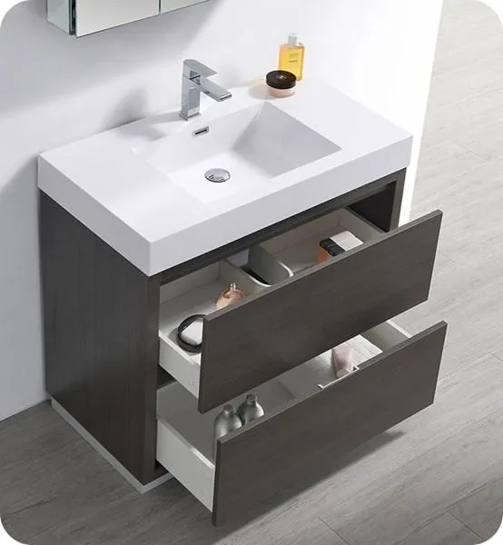 Fresca Valencia 36 Gray Oak Free Standing Modern Bathroom Vanity w/ Medicine Cabinet | FVN8436GO