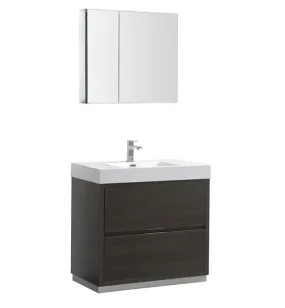 Fresca Valencia 36 Gray Oak Free Standing Modern Bathroom Vanity w/ Medicine Cabinet | FVN8436GO