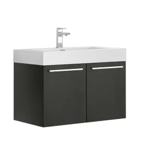 Fresca Vista 30 Black Wall Hung Modern Bathroom Cabinet w/ Integrated Sink | FCB8089BW-I