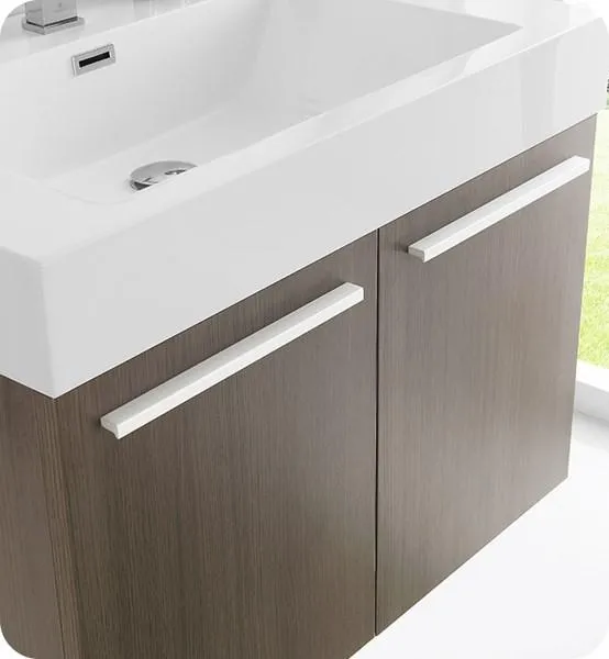 Fresca Vista 30 Gray Oak Wall Hung Modern Bathroom Cabinet w/ Integrated Sink | FCB8089GO-I