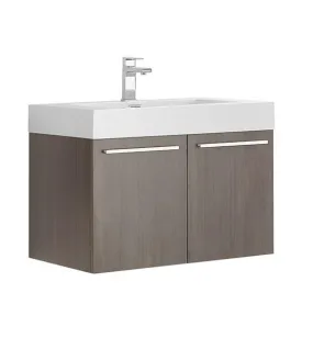 Fresca Vista 30 Gray Oak Wall Hung Modern Bathroom Cabinet w/ Integrated Sink | FCB8089GO-I