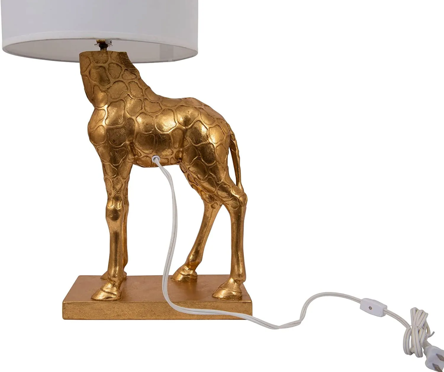 Giraffe Table Lamp with Linen Shade, Gold