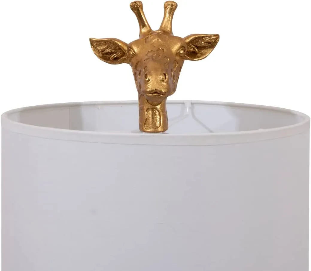 Giraffe Table Lamp with Linen Shade, Gold