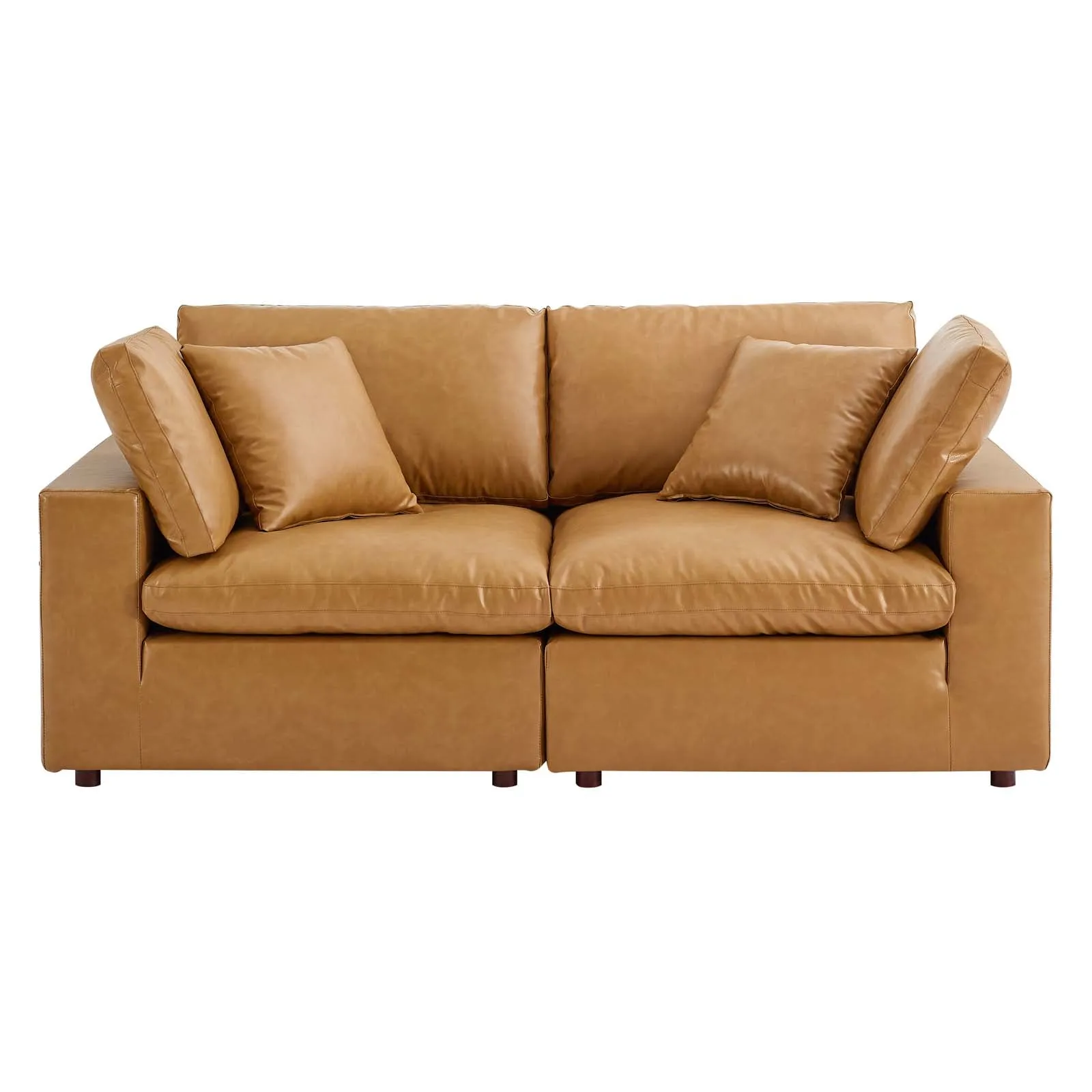 Haven Vegan Leather Deep Seat Sectional Sofa, 2 Seater