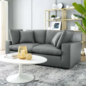 Haven Vegan Leather Deep Seat Sectional Sofa, 2 Seater