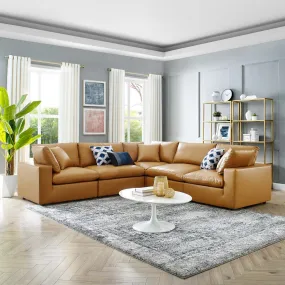 Haven Vegan Leather Deep Seat Sectional Sofa, 5 Seater