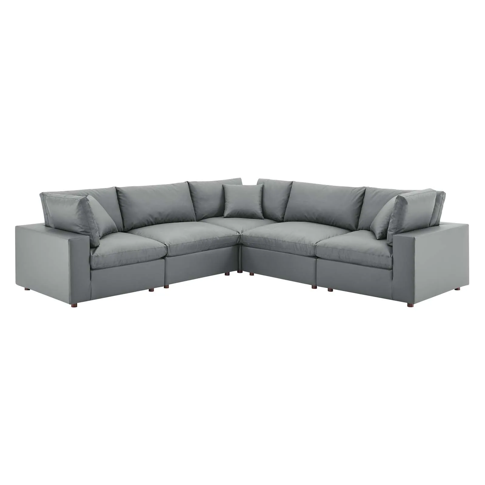 Haven Vegan Leather Deep Seat Sectional Sofa, 5 Seater