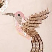 Hummingbird Embellished Blush Cushion