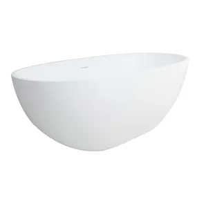 Kingston Brass VRTRS653123 65 Solid Surface Oval Double Ended Freestanding Tub with Drain, Matte White