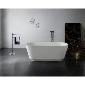 Kingston Brass VRTSQ653124 65 Solid Surface Rectangular Double Ended Freestanding Tub with Drain, Matte White