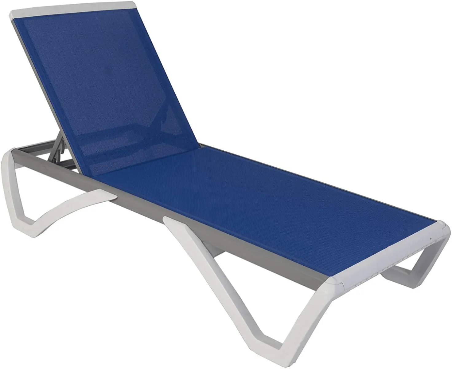 Kozyard Alan Full Flat Alumium and Polypropylene Resin Legs Patio Reclining Adustable Chaise Lounge with Sunbathing Textilence, 5 Adjustable Position