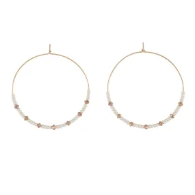 Large Crystal Hoops - PEARL