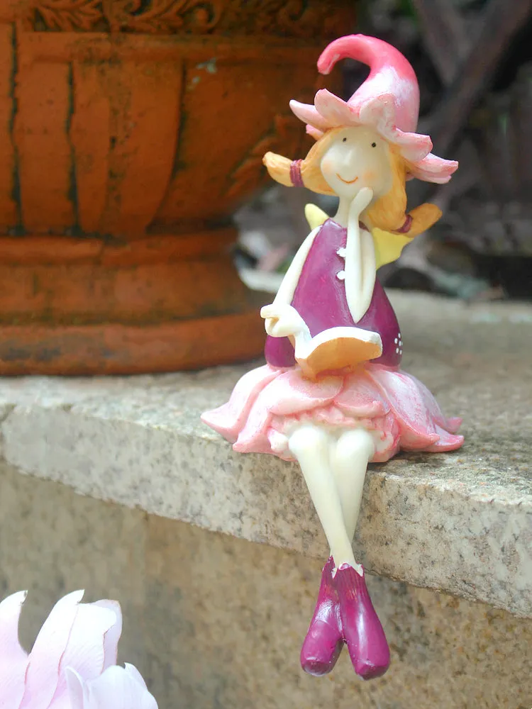 Lovely Flower Fairy Statue for Garden, Beautiful Cute Garden Courtyard Ornaments, Creative Villa Outdoor Decor Gardening Ideas, Unique Modern Garden Sculptures